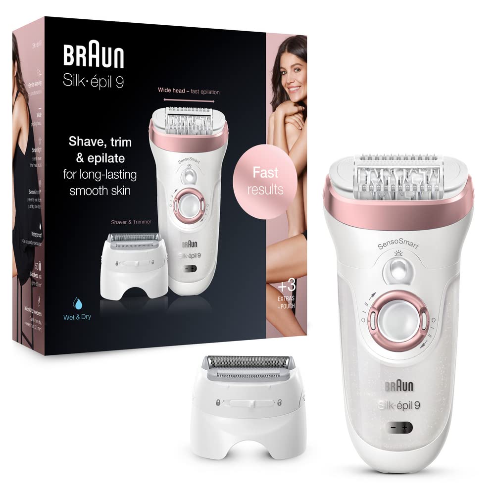 Епилатор Braun, Водоустойчив, Бял/Розов