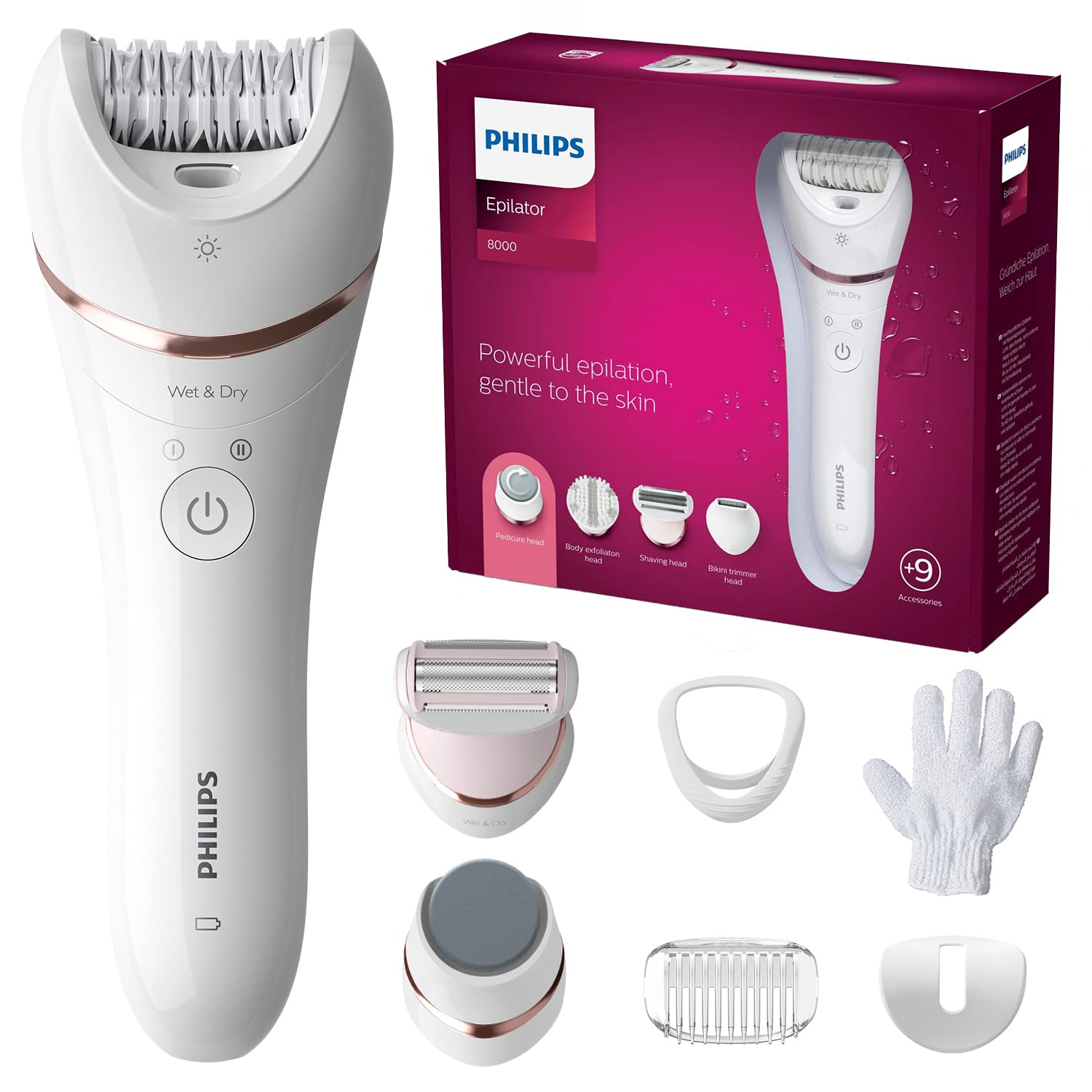 Епилатор Philips BRE740/10, Бял