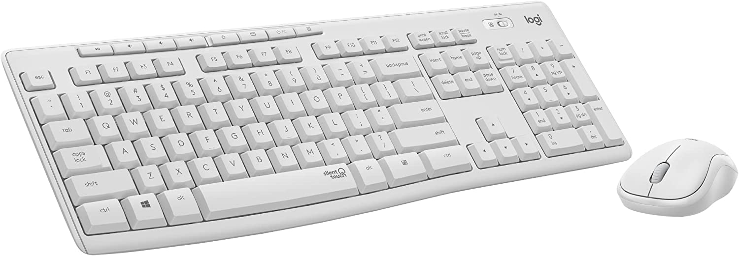 Комплект клавиатура и мишка Logitech MK295, Бели