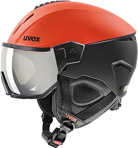 Каска за ски Uvex Instinct Visor, Вграден визьор, 53 - 55 см, Червена/Черна