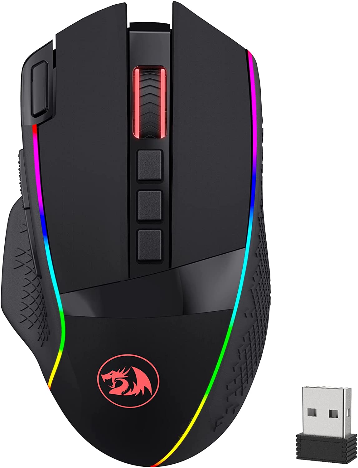 Безжична геймърска мишка Redragon M991, 19000 DPI, 9 бутона, RGB подсветка, Черна