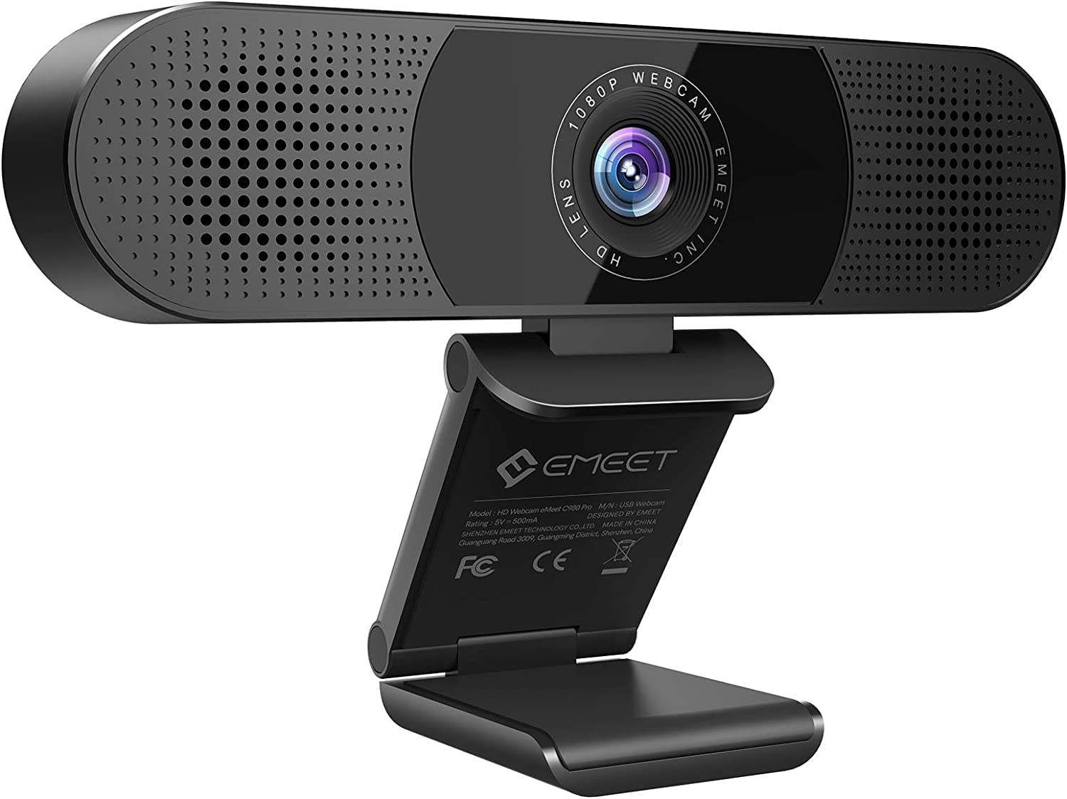 Уеб камера eMeet C980PRO, Full HD, Вграден микрофон, Вграден високоговорител, Plug & Play, USB, Черна