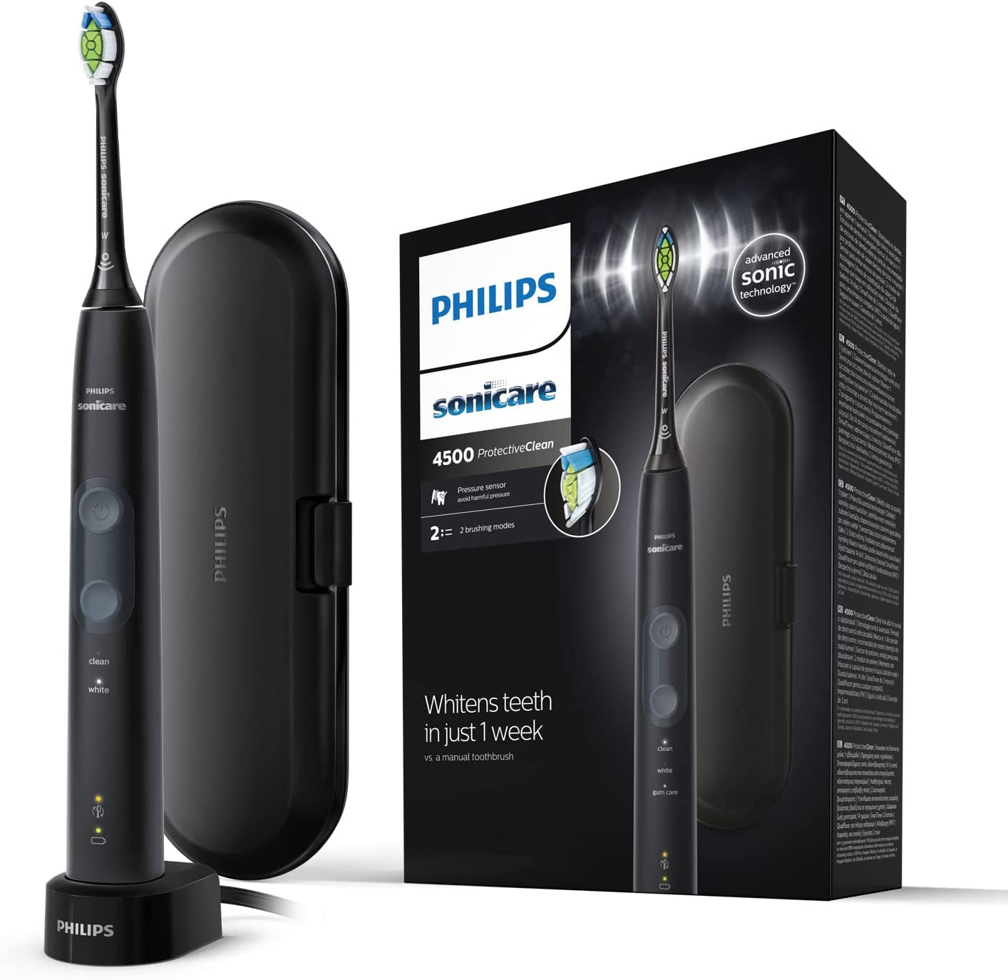 Електрическа четка за зъби Philips Sonicare ProtectiveClean HX6830/53, 2 режима, Контрол на налягането, Таймер, Черна