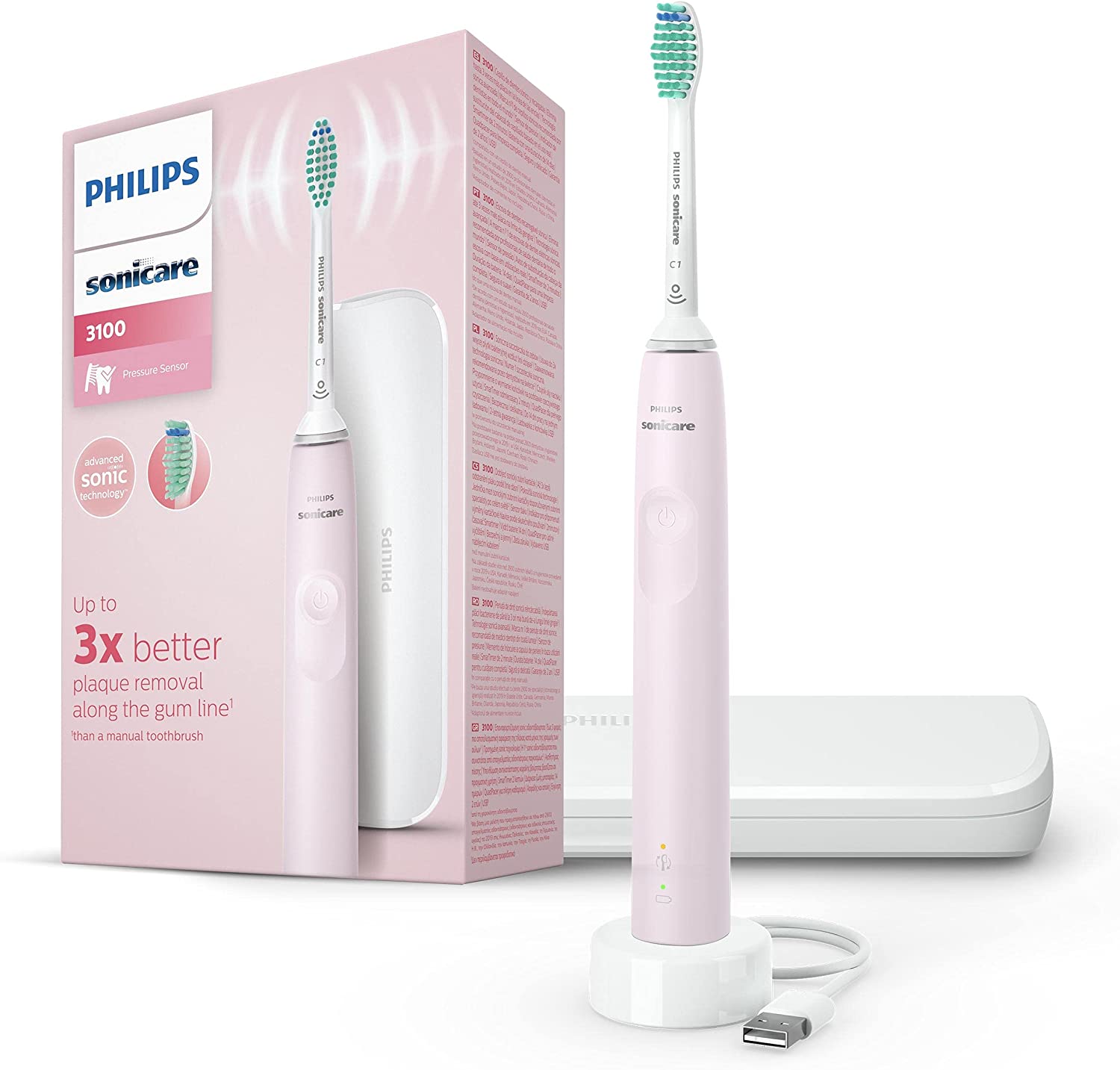 Електрическа четка за зъби Philips Sonicare 3100 HX3673/11, Розова