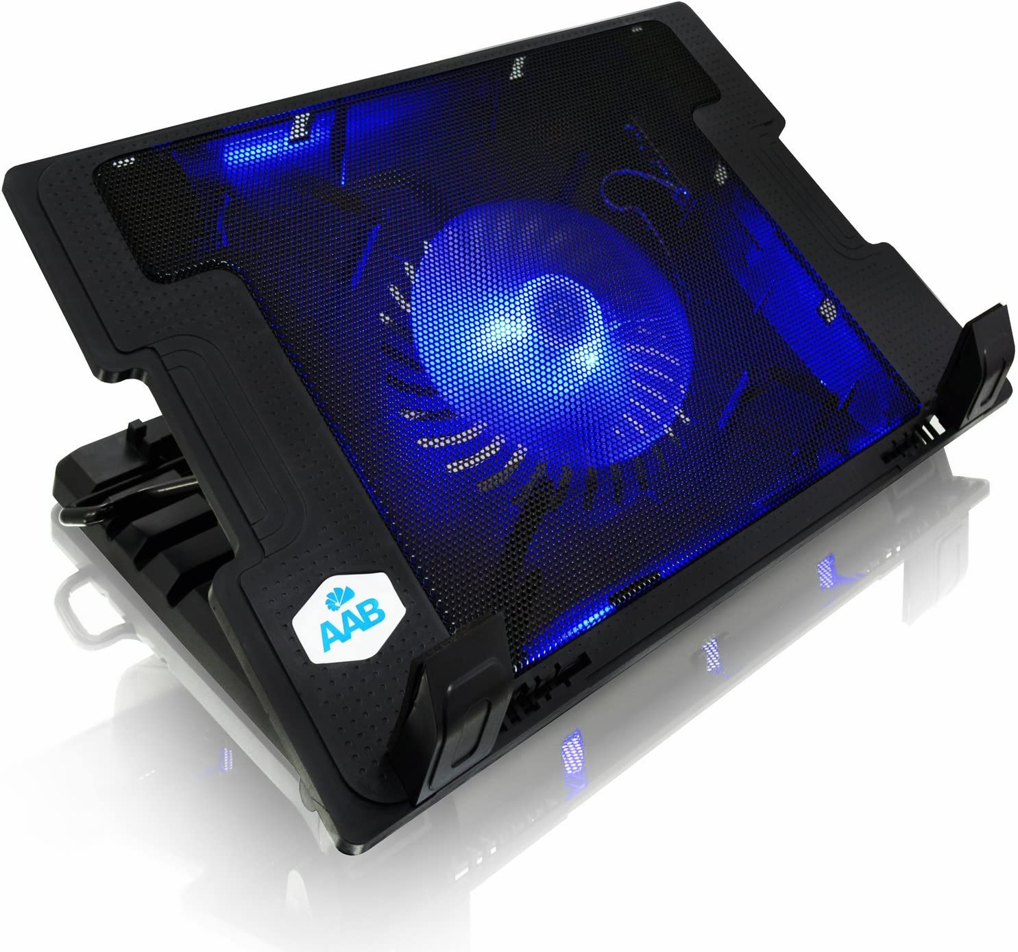 Охладителна подложка за лаптоп AAB Cooling NC20, До 15.6'', 1 вентилатор 125 мм, LED подсветка, Регулируем наклон