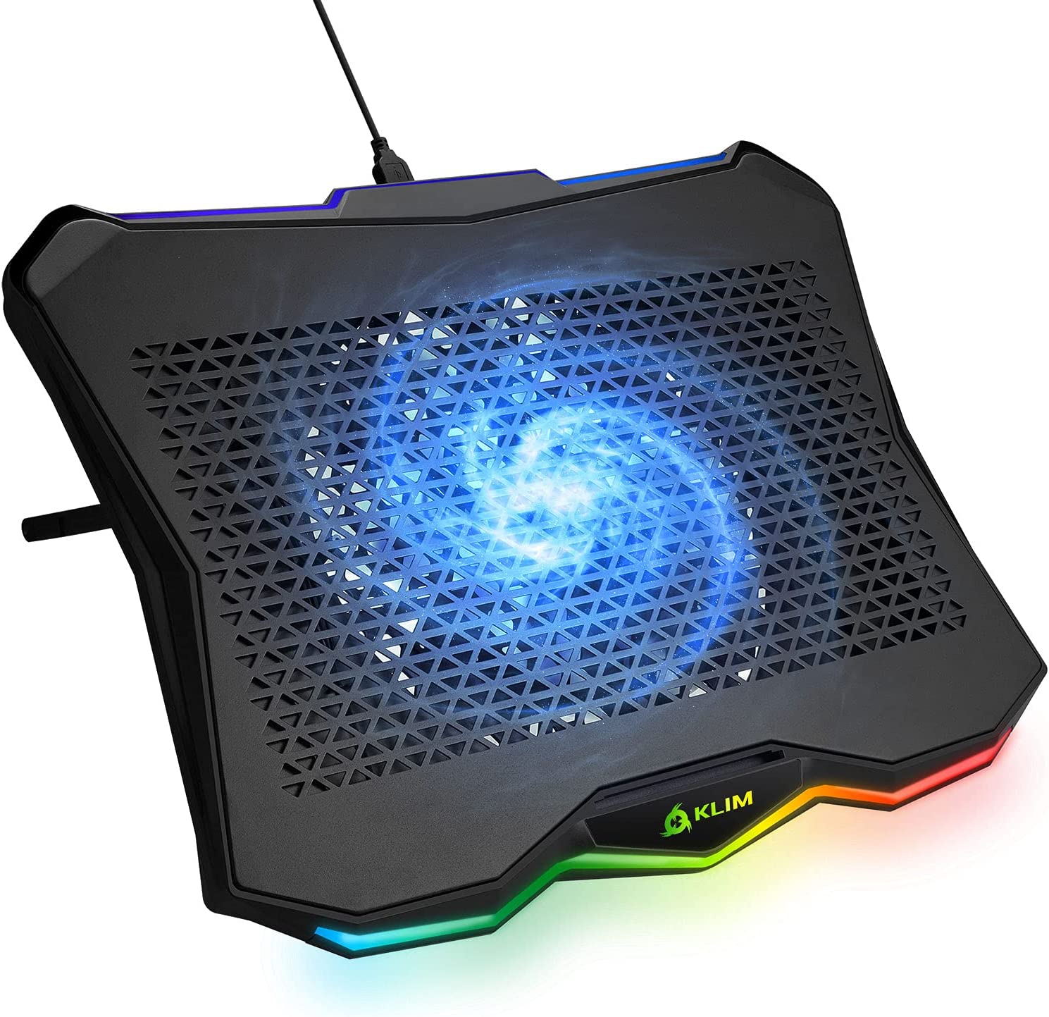 Охладителна подложка за лаптоп KLIM Rainbow, До 17'', 1 вентилатор, RGB подсветка, USB