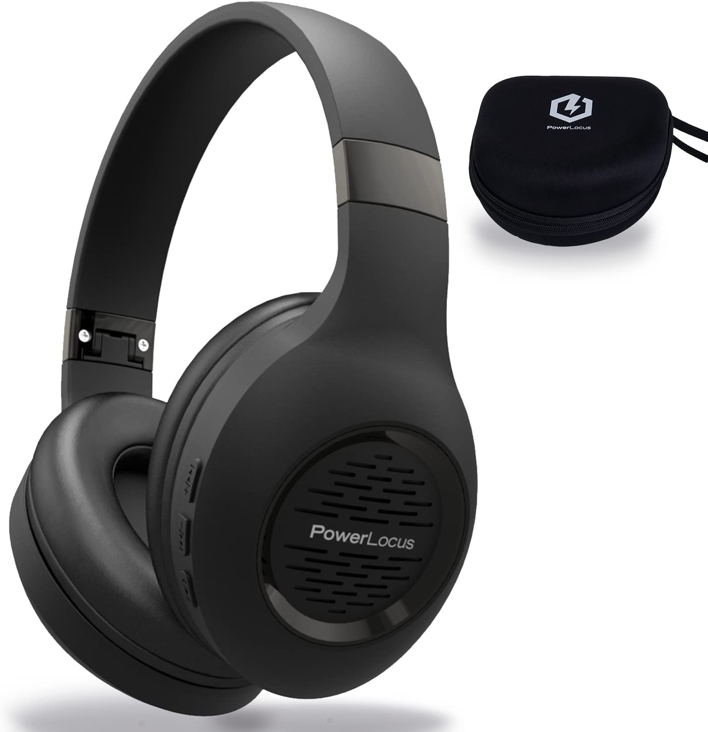 Безжични слушалки PowerLocus, Сгъваеми, Дълбок бас, Микрофон, Bluetooth, Черни