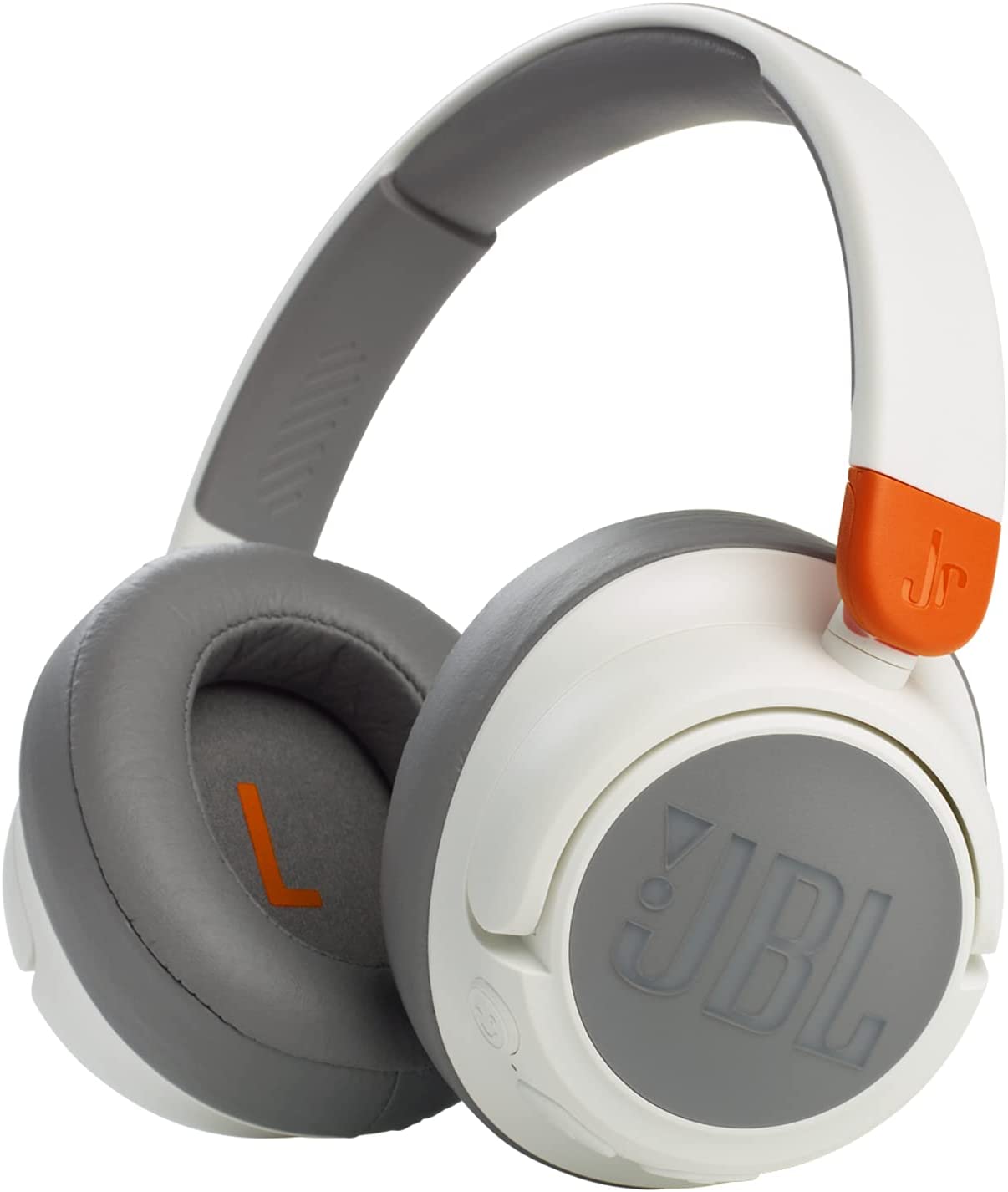 Безжични слушалки JBL JR 460 NC, Bluetooth, Активно шумопотискане, До 30 часа възпроизвеждане, Бели със сиво