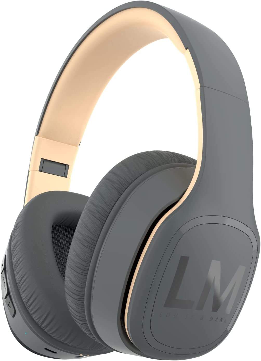 Безжични слушалки Louise&Mann Over-Ear, Bluetooth, Сгъваеми, Вграден микрофон, Сиви