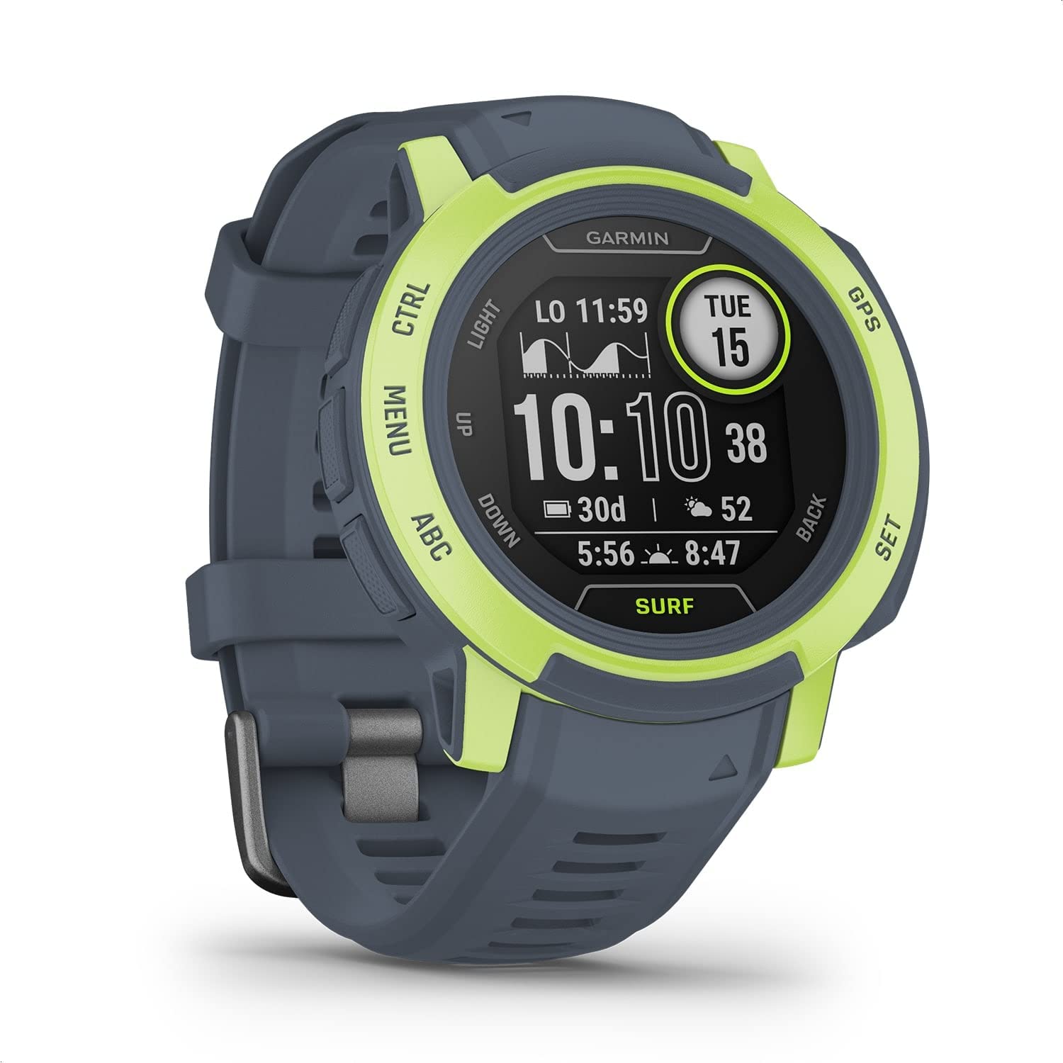 Смарт часовник Garmin Instinct 2 Surf, 45 мм, GPS, Водоустойчив, До 28 дни живот на батерията, 40+ спортни режима, Зелен