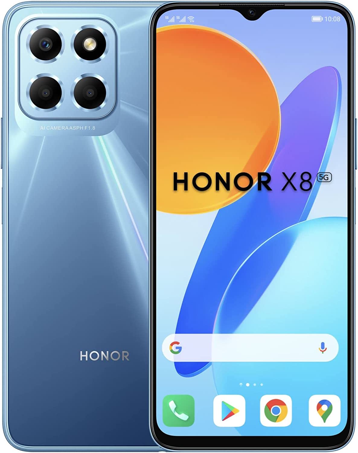 Смартфон Honor X8, 4G, Dual Sim, 6.7'', IPS LCD, 90Hz, 128GB, 6GB RAM, Светлосин