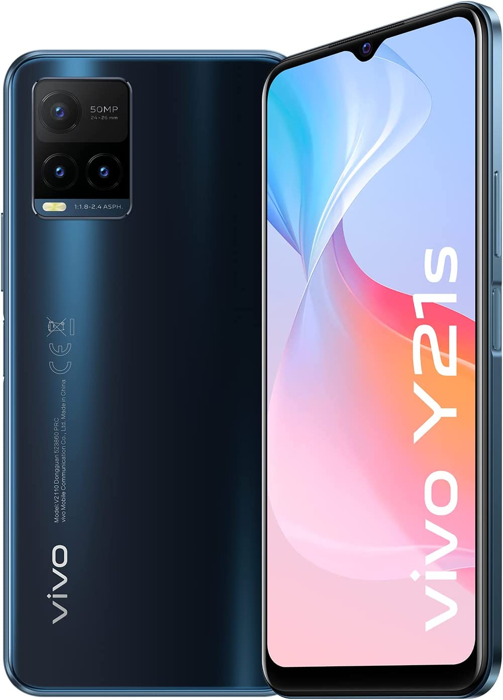 Смартфон vivo Y21s, 4G, Dual Sim, 6.51'', IPS LCD. 128GB, 4GB RAM, 5000 mAh, Тъмносин